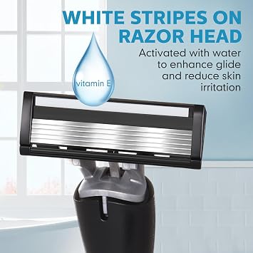 37 Pcs Refillable 5 Blade Disposable Razors for Men Sensitive Skin Razor Men's Disposable Refillable Razors Set Shaving Kit, 1 Razor Handle and 36 Cartridges