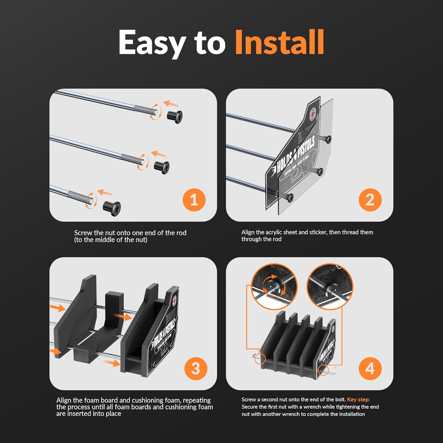 Foam Pistol Rack for Gun Safe Pistol Holder for Storage, Gun Cabinet Accessories for Pistols Revolvers, Fits Most Handguns