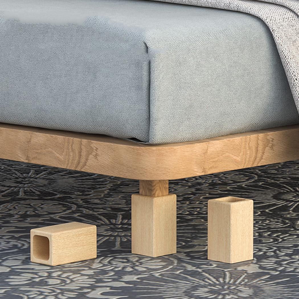 Wood Bed Furniture Riser Solid Wood Furniture Risers Pack of 4 Support Up to 500kg Lifting Height 3-20cm(A 5.5cm-Increase Height 15cm)
