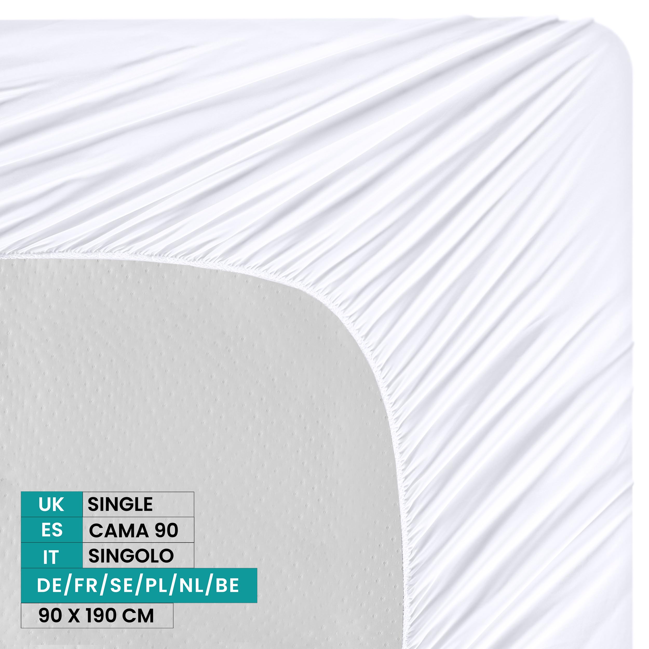 Utopia Bedding Coprimaterasso Singolo Impermeabile 90 x 190 x 30 cm, Bambù e Viscosa, Oeko-Tex Certified, Proteggi Materasso, Traspirante, Tutto Intorno Elastico