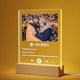 Personalized Valentines Gifts for Girlfriend Her Women, Customized Anniversary Spotify Plaque Gifts for Him Boyfriend Men, Custom Picture Frame with LED for Wife Husband Couple Valentines Day