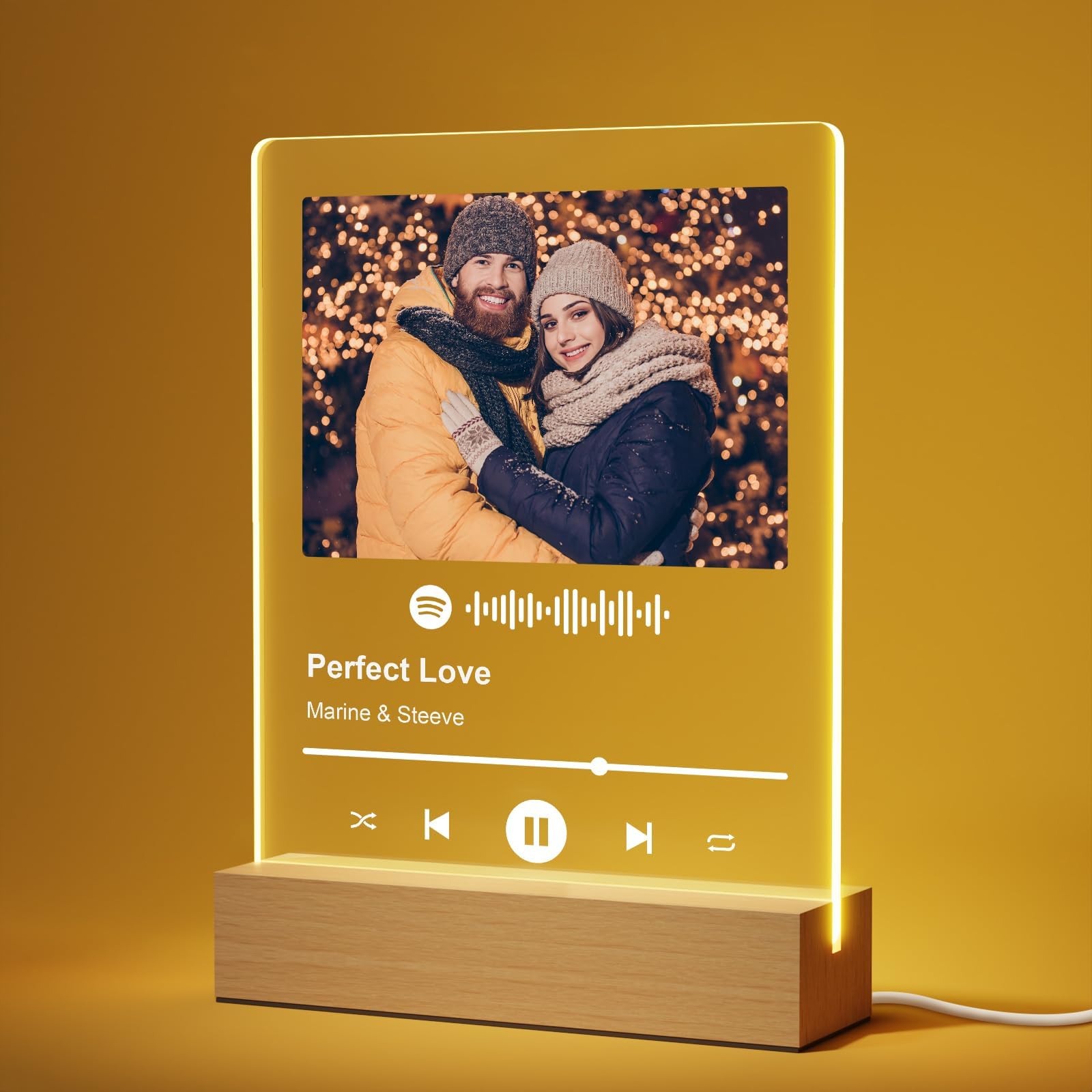 Personalized Valentines Gifts for Girlfriend Her Women, Customized Anniversary Spotify Plaque Gifts for Him Boyfriend Men, Custom Picture Frame with LED for Wife Husband Couple Valentines Day