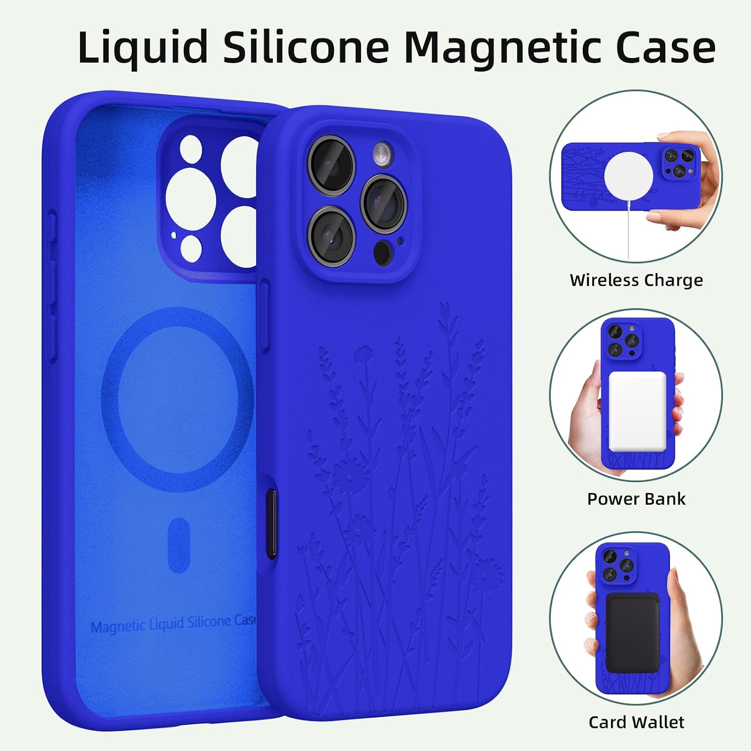 OAOA Engraved for iPhone 16 Pro Max Case, Klein Blue Flower image 2