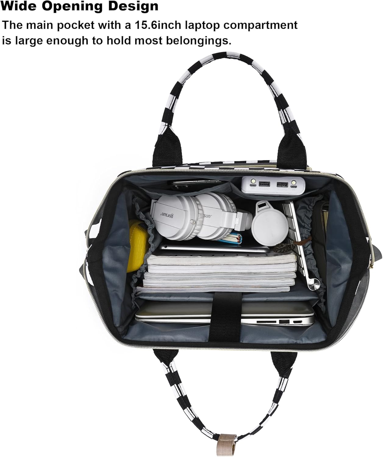 Laptop Backpack for Womens Girls, College Backpacks School Bag Bookbag 15.6 Inch Computer Backpack (Checkered) - Image 3