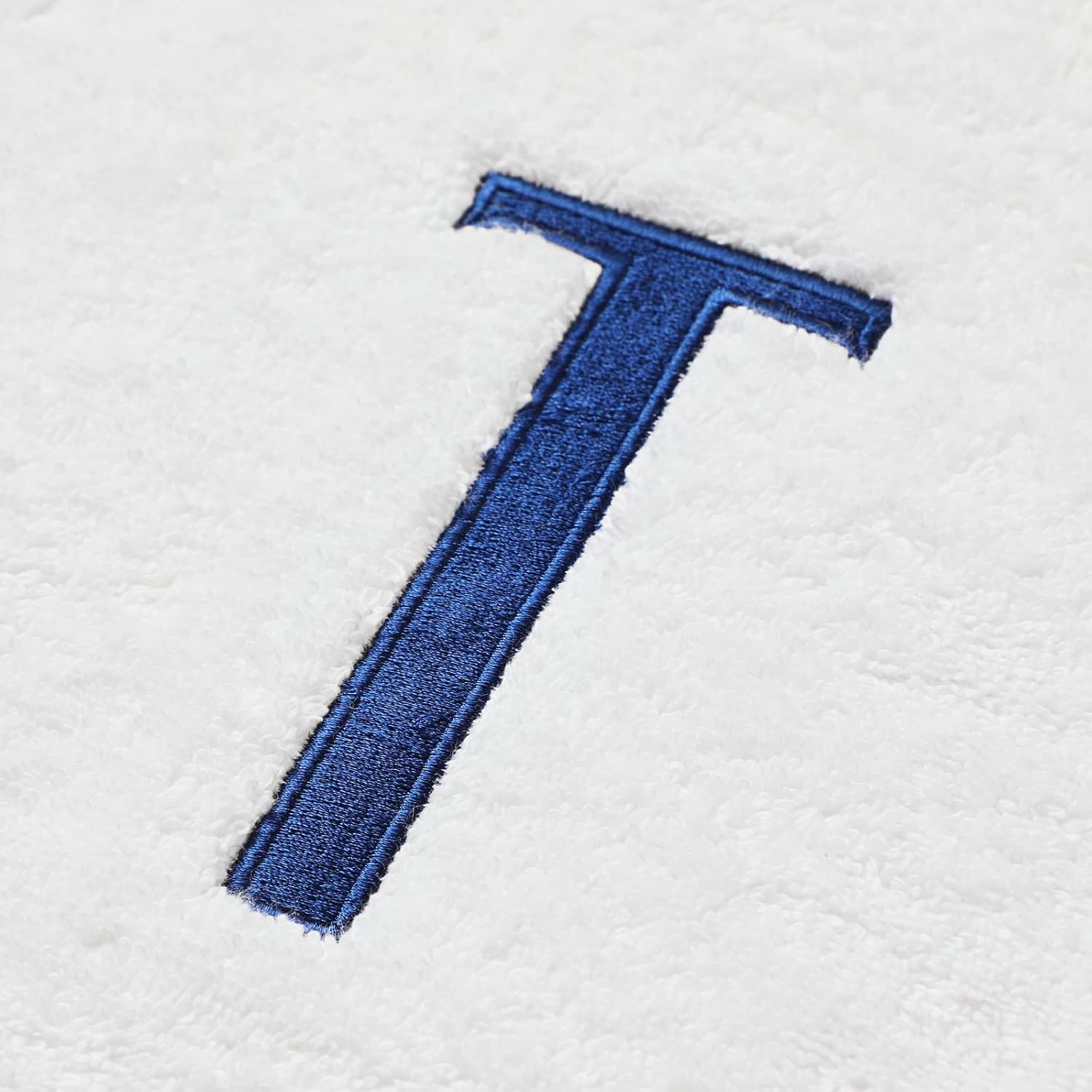 Juvale 3 Piece Letter T Monogrammed Bath Towels Set, White Cotton Bath Towel, Hand Towel, and Washcloth with Blue Embroidered Initial T for Wedding Gift, Bridal Shower
