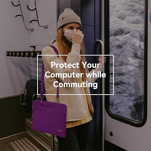 Miniatura 7 de Voova - Bolso de hombro para laptop de 14, 15, 15.6, 17, y 17.3 pulgadas, funda de transporte, maletín cruzado con correa