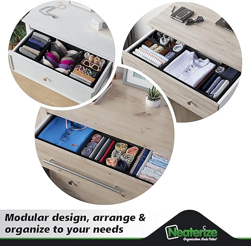 Miniatura 9 de Neaterize - Juego de 12 organizadores de cajones para ropa, cestas separadoras para guardar ropa, maquillaje, baño, organizar ropa interior,
