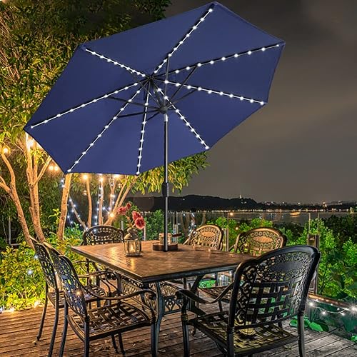 Miniatura 2 de EliteShade - Sombrilla solar de 9 pies 2.74 metros, con 80 luces LED para patio, mesa al aire libre, con ventilación y cubierta que no se decolora