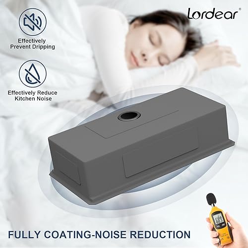 Miniatura 239 de Lordear Fregadero de cocina de montaje inferior de 23 pulgadas, estación de trabajo, fregadero de cocina de acero inoxidable calibre 16, cuenco