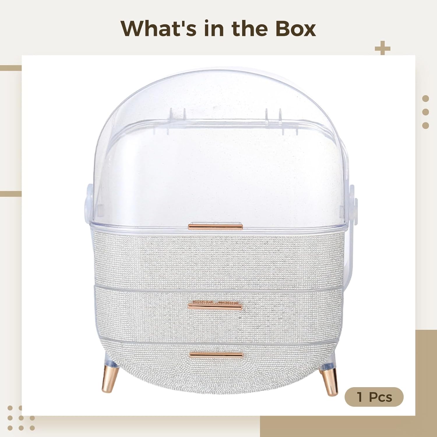 3-Tier Bling Makeup Organizer for Women, Comestic Storage Box, Makeup Organizer, Cosmetic Display Cases for Women Gift