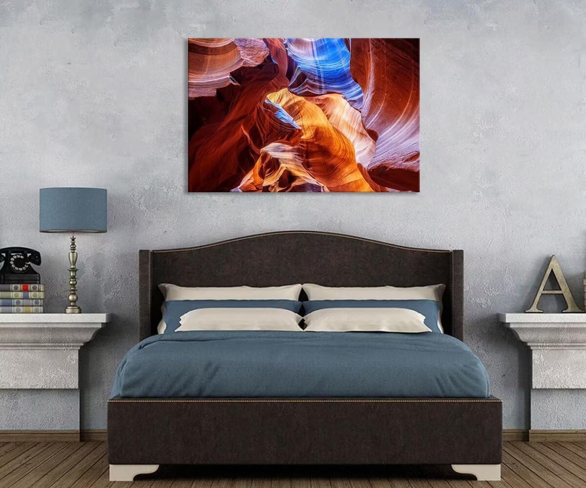 chenchenArt USA Arizona Antelope Canyon Wall Art for Living Room Bedroom Bathroom Home Decorations Abstract Art Canvas Prints Framed Ready to Hang(28''H x 44''W)