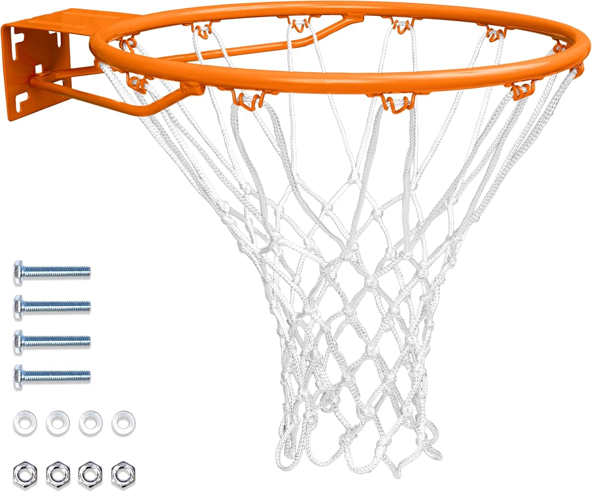 Regulation 18" Steel Basketball Rim - Choose from Fixed or Breakaway - Use for Replacement or Garage Mount