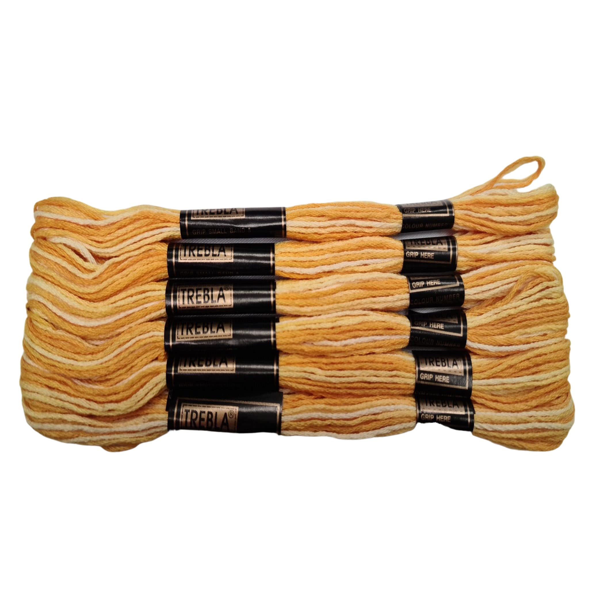 Trebla Pack of 6 Variegated Embroidery Thread/Skeins - 8m - Yellows - Col. 34