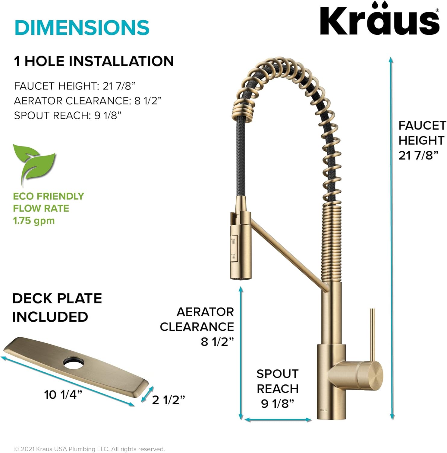 Onе-Dау Sаlе: Uр tо 40% оƒƒ KRAUS KPF-2631SFACB Oletto Commercial Style Pull-Down Single Handle Kitchen Faucet with QuickDock Top Mount Installation Assembly, Spot Free Antique Champagne Bronze