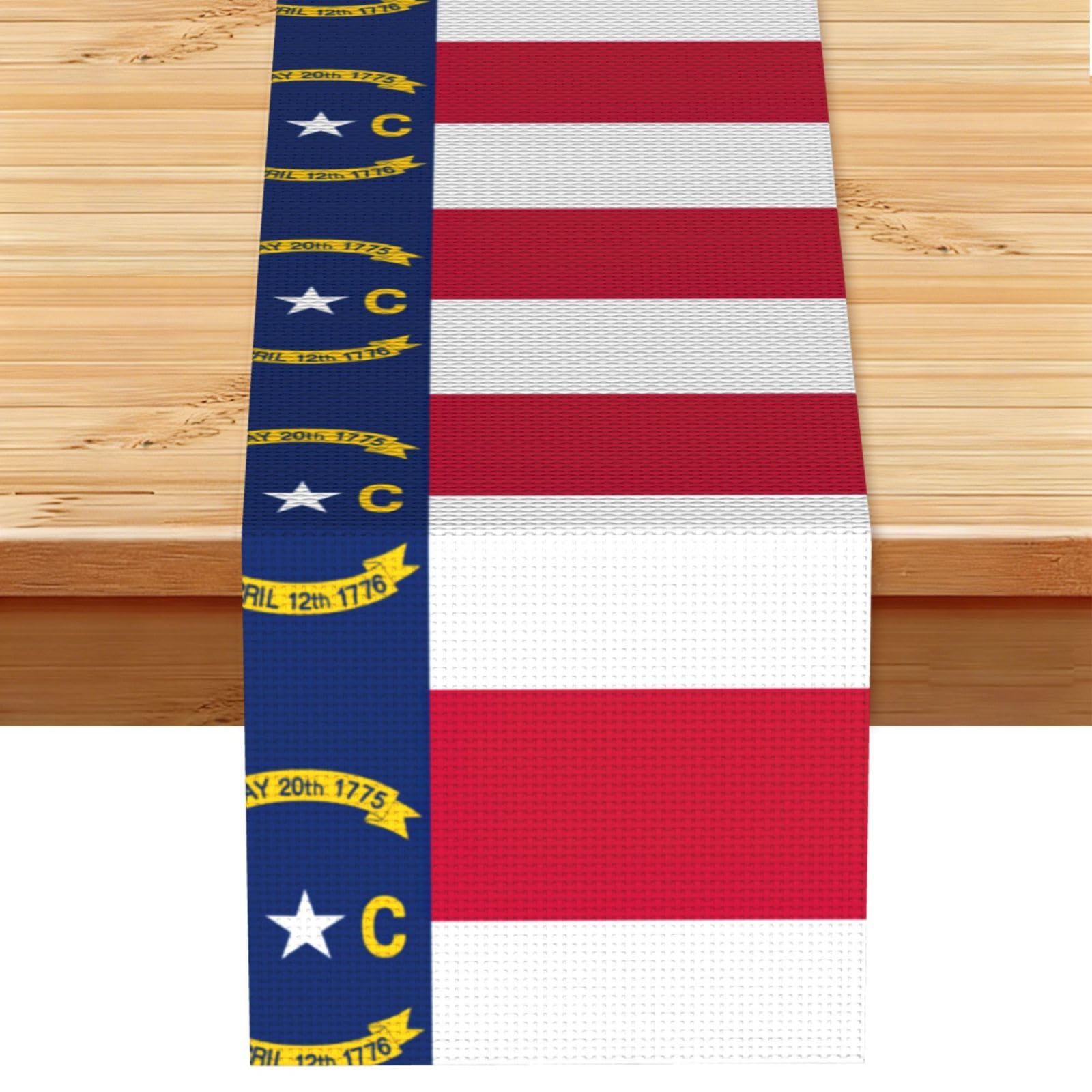 North Carolina state flag Printed Table Runner 13 x 72, Wrinkle Resistant Decor for Dining Table Coffee Table Fireplace