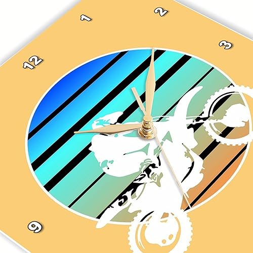 Miniatura 3 de 3dRose, Motor X White Silhouette - Reloj de pared retro para motocross, 10 x 10