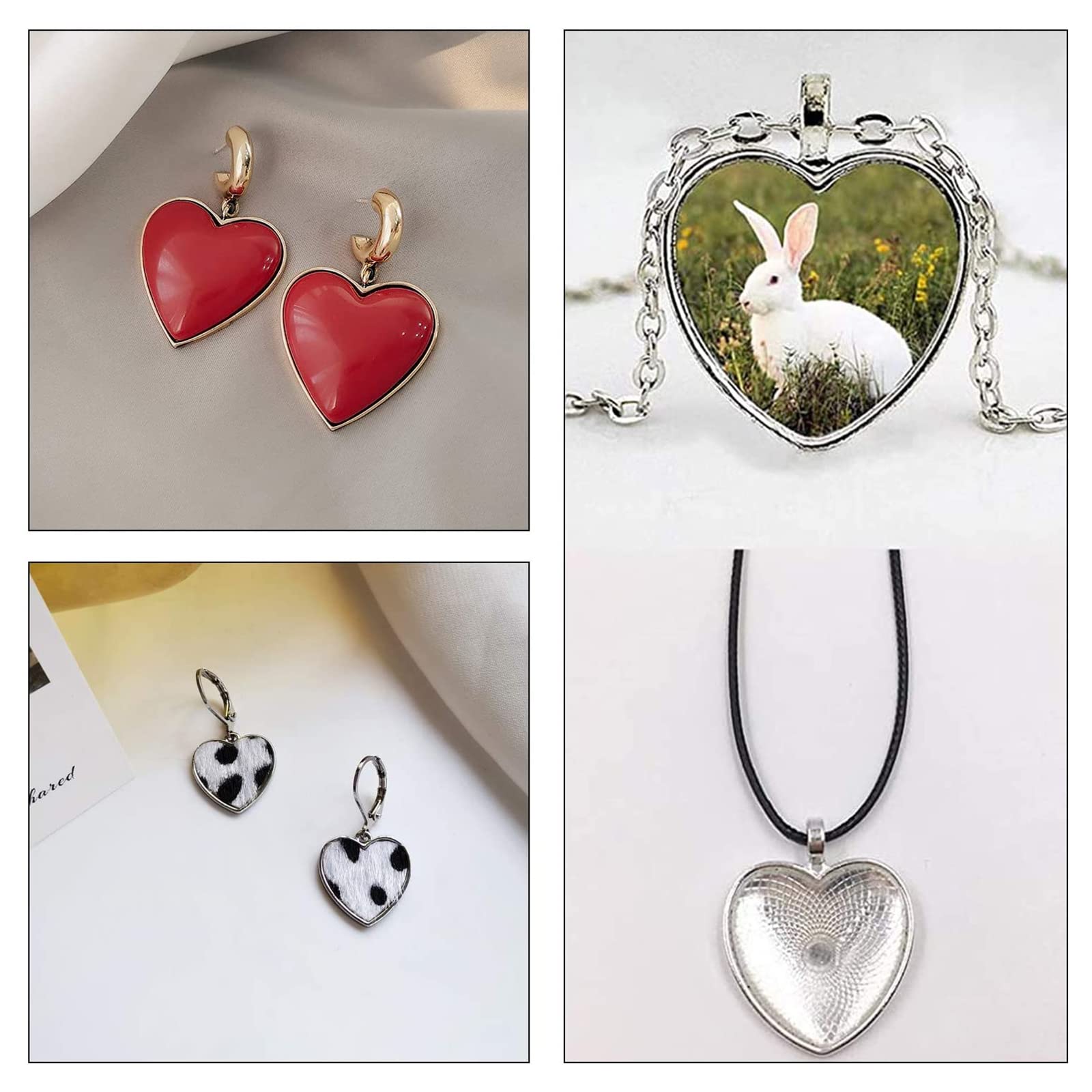UNICRAFTALE Cuore Pianura Bordo Lunetta Coppe Ciondolo in Acciaio Inox Pendenti e Ciondoli Lunetta Cabochon Impostazioni per Fare Gioielli Fai da Te