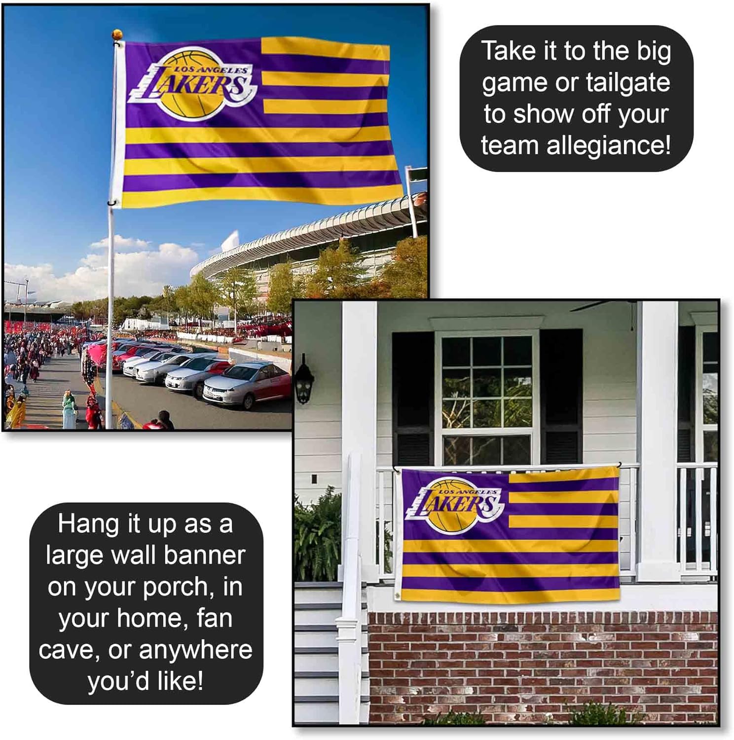 Los Angeles Lakers Americana Stripes Nation 3x5 Flag - Image 4