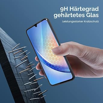 GiiYoon Pack of 3 Tempered Glass Screen Protector for Samsung Galaxy A34 HD Screen Protector Full Coverage 9H Hardness Anti-Scratch Anti-Bubble Ultra Resistant