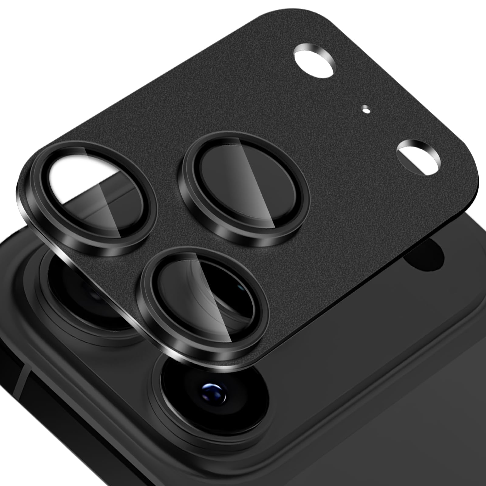 RicYeel カメラフィルム iPhone 17 Pro 対応 カメラ レンズ 保護カバー アイフォン17pro 用 レンズ保護フィルム アルミ合金 耐スクラッチ 耐衝撃 カメラカバー (ブラック)