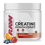 RAW Nutrition Creatine Monohydrate Powder, Fruit Punch (30 Servings) - Micronized Creatine Monohydrate Supplement for Workout Performance, Build Muscle & Strength - Creatine Powder for Men & Women
