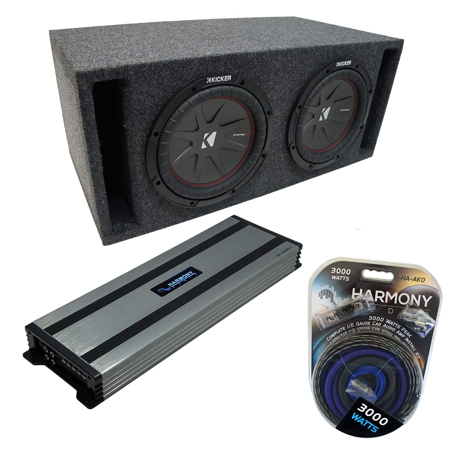Harmony Audio Kicker Bundle Compatible with Universal Car 43CWR122 CompR CWR Dual 12