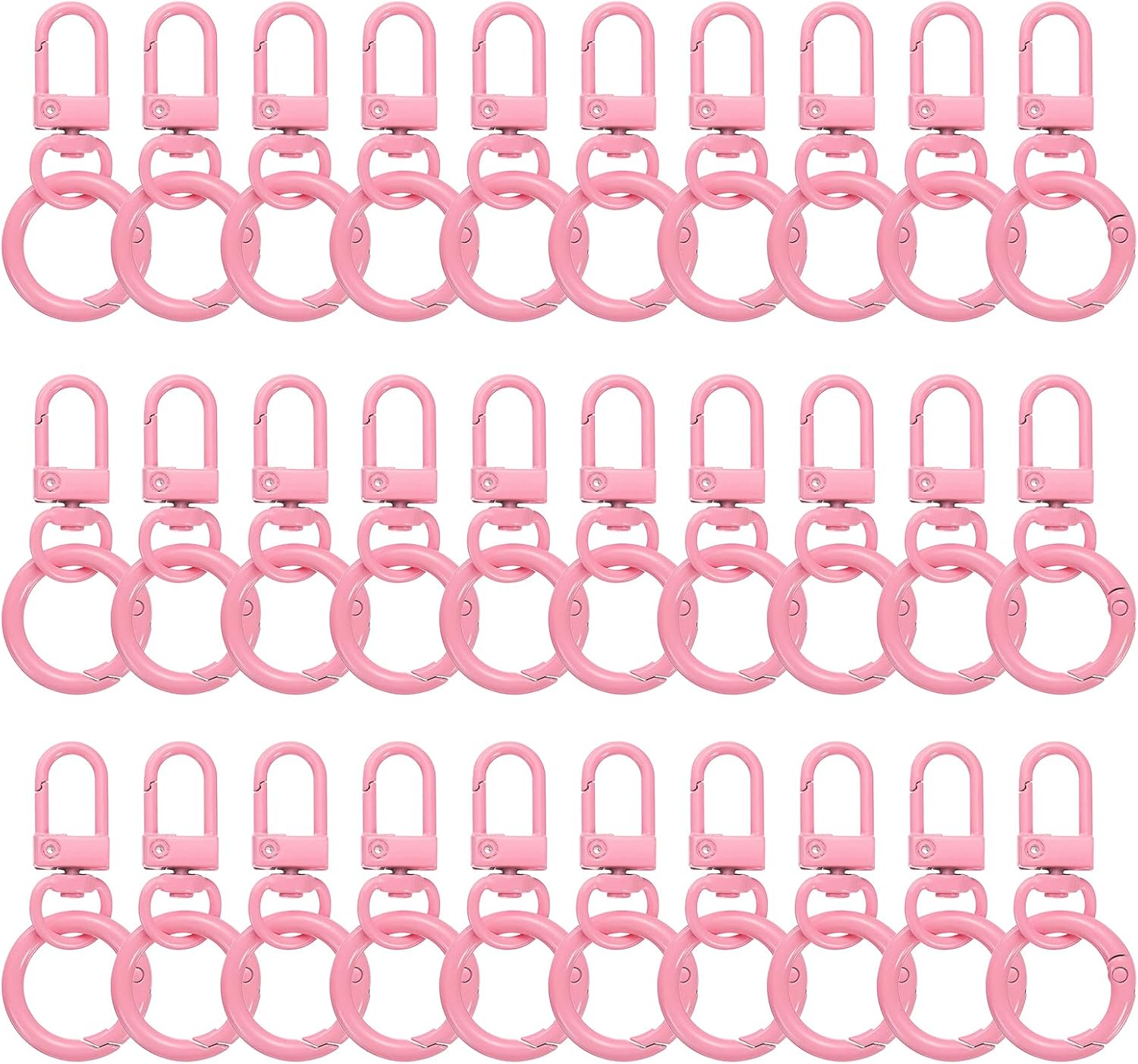 HARFINGTON 30pcs Lobster Claw Clasp Keychains Swivel Trigger Clips Zinc Alloys Colorful Keychain Clip Snap Hook Jump Flat Split Rings for DIY Craft Jewelry Making Car Keys, Pink
