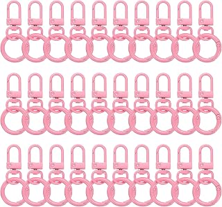 QUARKZMAN 30 cierres de mosquetón giratorios de aleación de zinc, llaveros coloridos para hacer joyas, color rosa