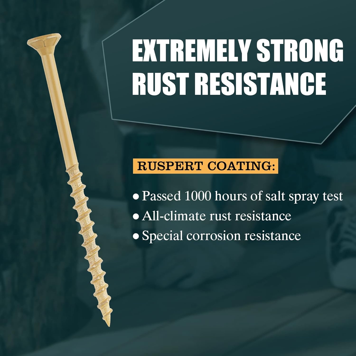 WELLOCKS Deck Screws, Wood Screws, Tan, Superior Rust Resistant, Epoxy Coated, Above 1000 Hour Salt Spray Coating T25 Torx Star Bit Included for Outdoor Wood Fence (5.2LBS Tan, #8×1-5/8")