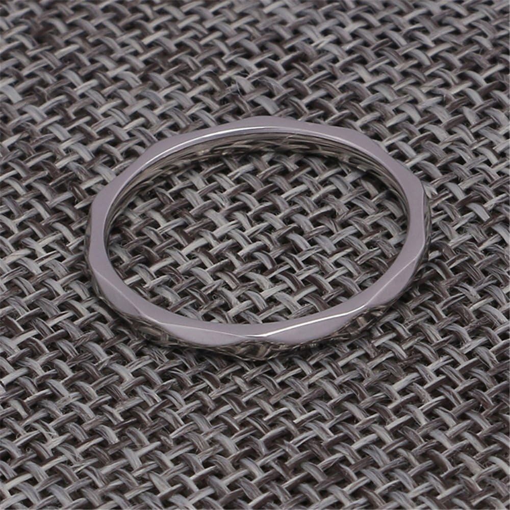 Fashion Month Women 2mm Wave Prismatic Pattern White Gold Ring Engagement Wedding Lady Finger Thin Stainless Steel Band - Image 3