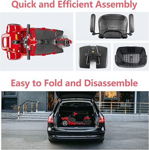 Miniatura 4 de Scooter de movilidad de 3 ruedas, silla de ruedas móvil de energía eléctrica para adultos mayores con luces plegable y compacta, scooter de viaje