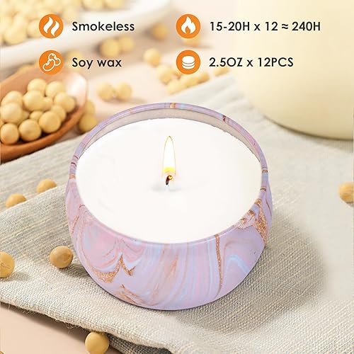 Miniatura 4 de Juego de velas perfumadas de regalo para mujeres, 9 paquetes de velas de soja para el hogar, velas de aromaterapia de combustión 180H, juego de