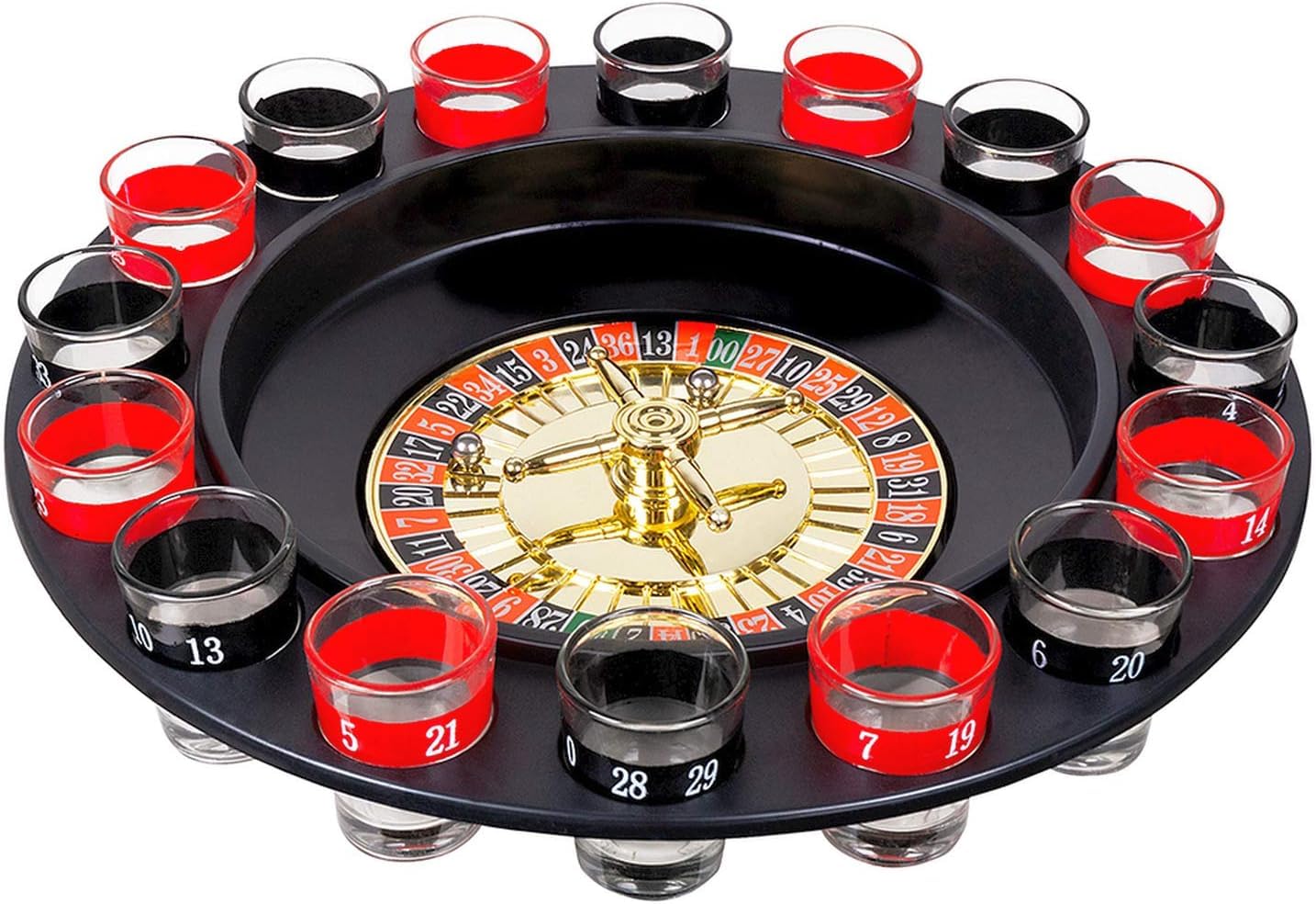 SPARKLERS CLUB Gioco Roulette 30 cm - Gioco per aperitivo Roulette 16 bicchieri e 2 sfere, ideale per la serata tra amici Capodanno, aperitivo e vigilia del 31 dicembre