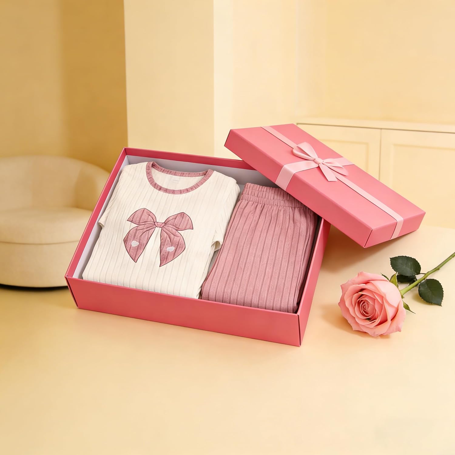 Emilaura Womens Plus Size Pajama Set 2 Piece Short Sleeve with Long Pant Sleepwear Soft & Cozy Bow Loungewear (XL to 5X) - Image 6