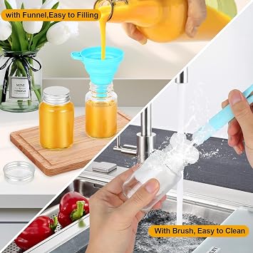 10Pcs 2.7oz/80ml Glass Shot Bottles with Lids, Leak-Resistant