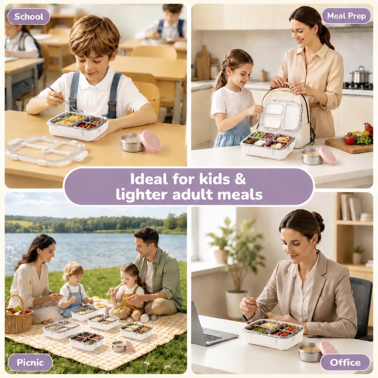 Stainless Steel Lunch Box Kids Adults