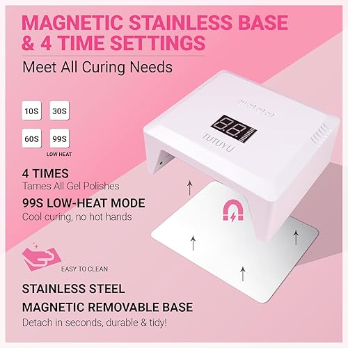 Miniatura 4 de Lámpara de uñas UV para curado de esmalte de gel, 4 ajustes de temporizador (10s30s60s99s), 30 LED diseño compacto con sensor inteligente y base