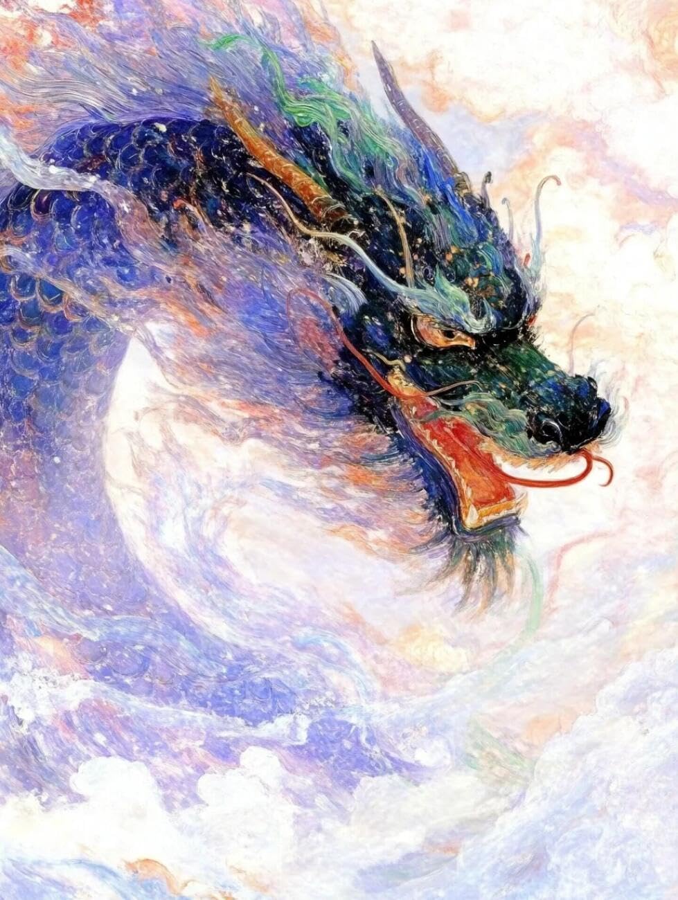 RKFLGEW Animal 14CT Embroidery Kit Colorful Dragon Cross Stitch Kits Embroidery Starter Set for Beginners DIY Home Decoration 40x50cm