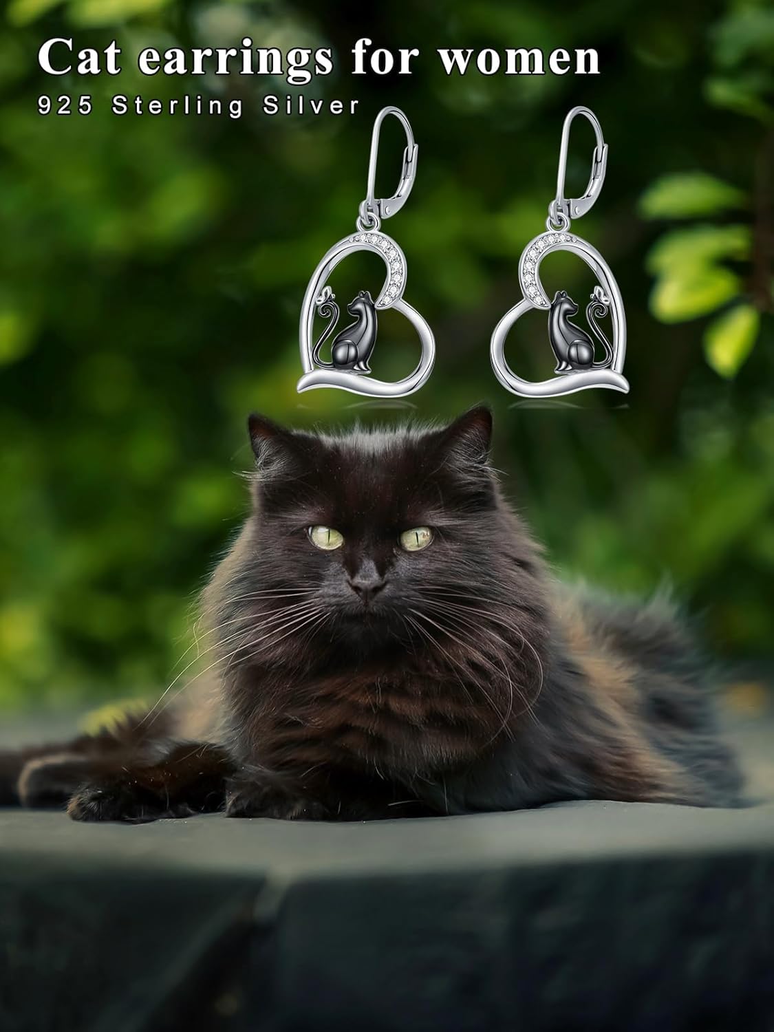 Heart Animal Earrings Sterling Silver Hummingbird/Cat Dangle Drop Earrings Animal Jewelry Gifts for Women