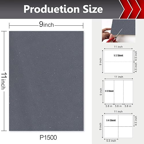 Miniatura 10 de Papel de lija de grano 120, papel de lija surtido para muebles de madera, metal, lijadora de mano, juego de papel de lija, hojas de papel de lija