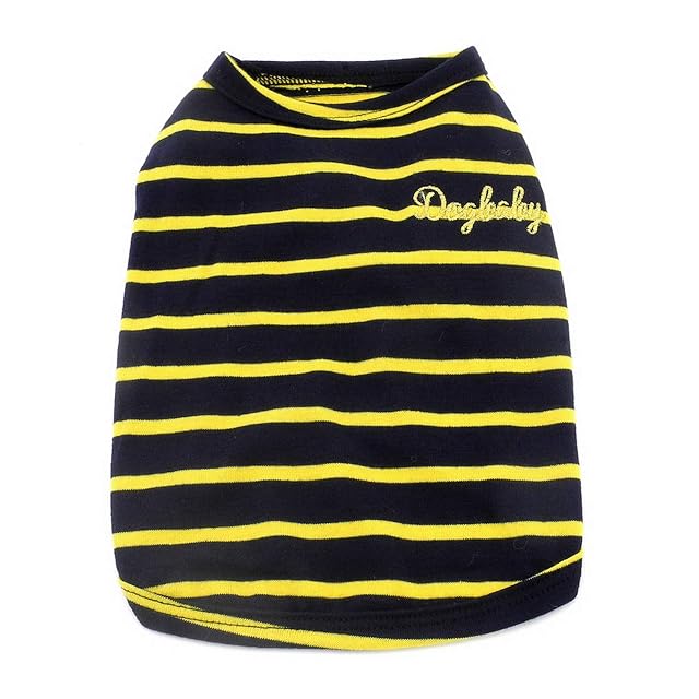 Foto 5 de 7 de PAIDEFUL Ropa para perros pequeños, gatos, niños y niñas, camiseta de verano clásica a rayas para cachorros