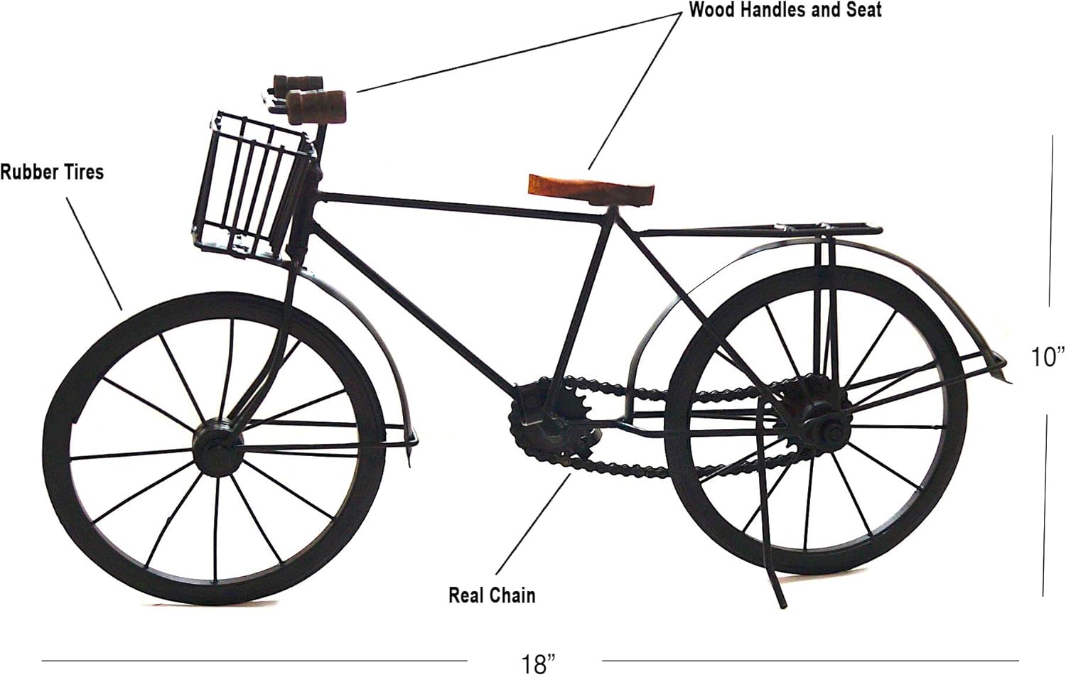 IOTC Retro Classic Decorative Black, Large, 10" Tall Iron Bicycle