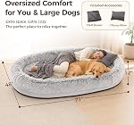 SWITTE Lit pour chien humain pour adulte, 71"x48"x12" Lavable Giant Taille humaine lit pour chien avec oreiller pour les gens Doze off, grand étage amovible avec couverture - Gris clair