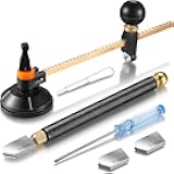Mudder 6 Pieces Glass Cutter Tool Set Includes Pencil Style Cutting Tool 11.8 Inch/ 30 cm Adjustable Circular Cutter 2-20 mm Carbide Cutter Screwdriver Oil Dropper for Glass Tiles Mirror
