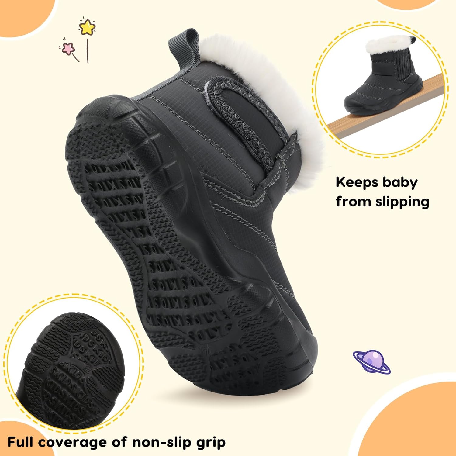 Baby Boy Girl Winter Shoes Warm Slip On Snow Boots Infant Comfortable Water Resistance Indoor Outdoor Shoes for First Walkers Lightweight Toddler Fur Slippers