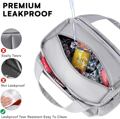 Miniatura 4 de Artelaris Bolsa de almuerzo para mujer, lonchera aislada para el trabajo, bolsa grande a prueba de fugas con bolsillos laterales y correa de hombro