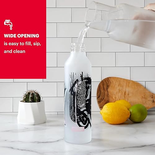 Miniatura 5 de Pyrex - Botella de agua de vidrio que cambia de color con revestimiento de silicona Capas llamativas, 17,5 onzas