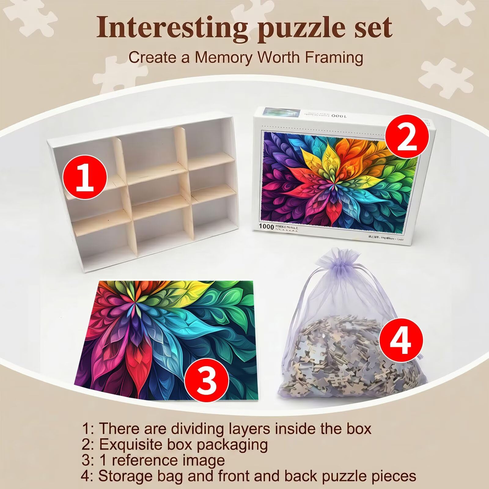 Mandala colore Puzzle 4000 Pezzi per Adulti, Puzzle in Legno - Collezione Classica con Poster Incluso -Sfida di Concentrazione e Passatempo Antistress, Gioco Educativo per Famiglia, 141 x 87 cm f0-665