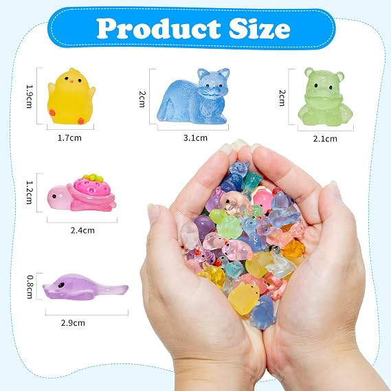 80Pcs Mini Resin Animals, 15 Styles Tiny Resin Animals Mixed Glow In The Dark Cute Animal Figures Accessories for Decorate Aquariums Dollhouses Fish Tanks Potted Plants Garden Landscape