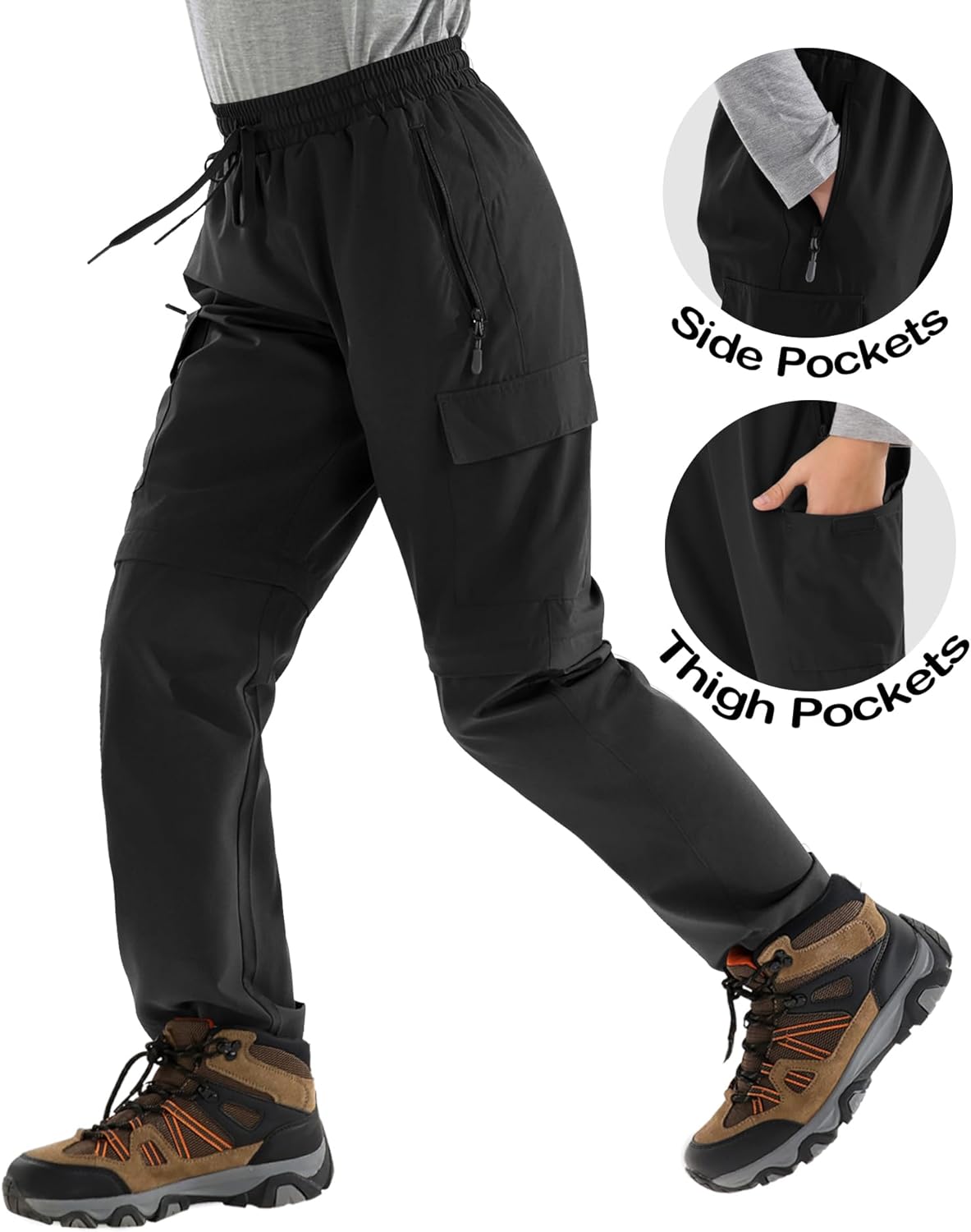 Boys Convertible Hiking Pants Kids Zip Off Scout Pants Youth Teen Boy Quick Dry Outdoor Fishing Waterproof Lightweight 4-18Y - Image 3